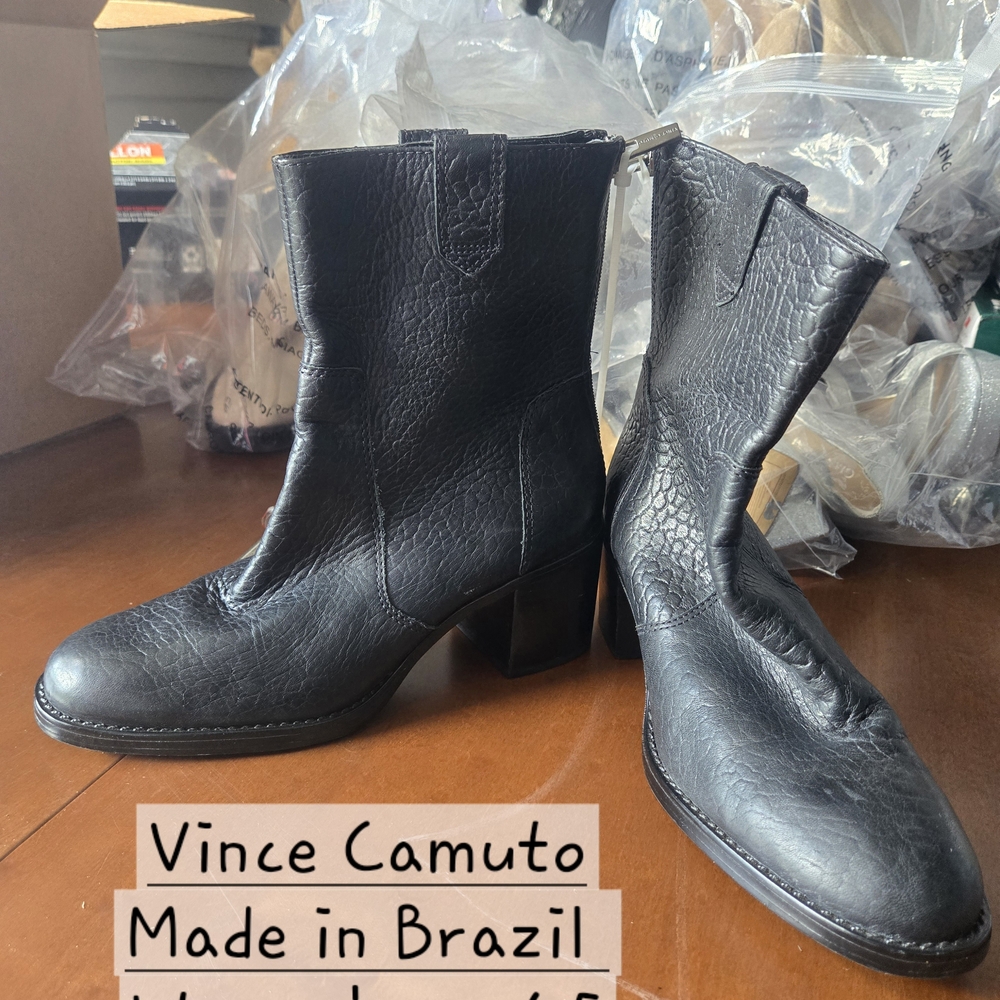 Vince Camuto Black Ankle Booties with Textured Leather